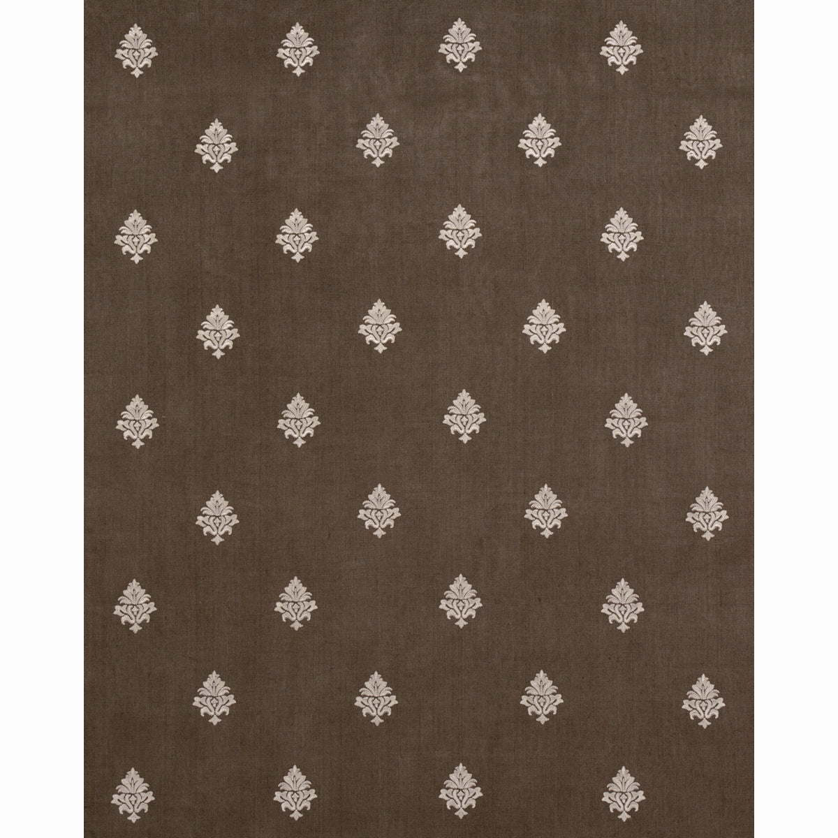Schumacher Lorenzo Embroidery Coffee Bean Fabric Sample 64722