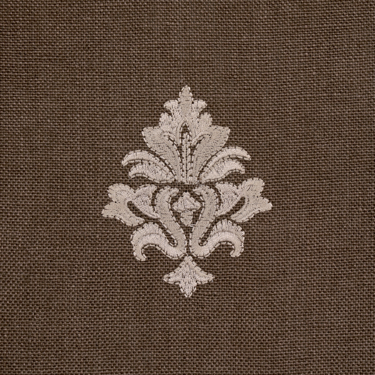 Schumacher Lorenzo Embroidery Coffee Bean Fabric Sample 64722