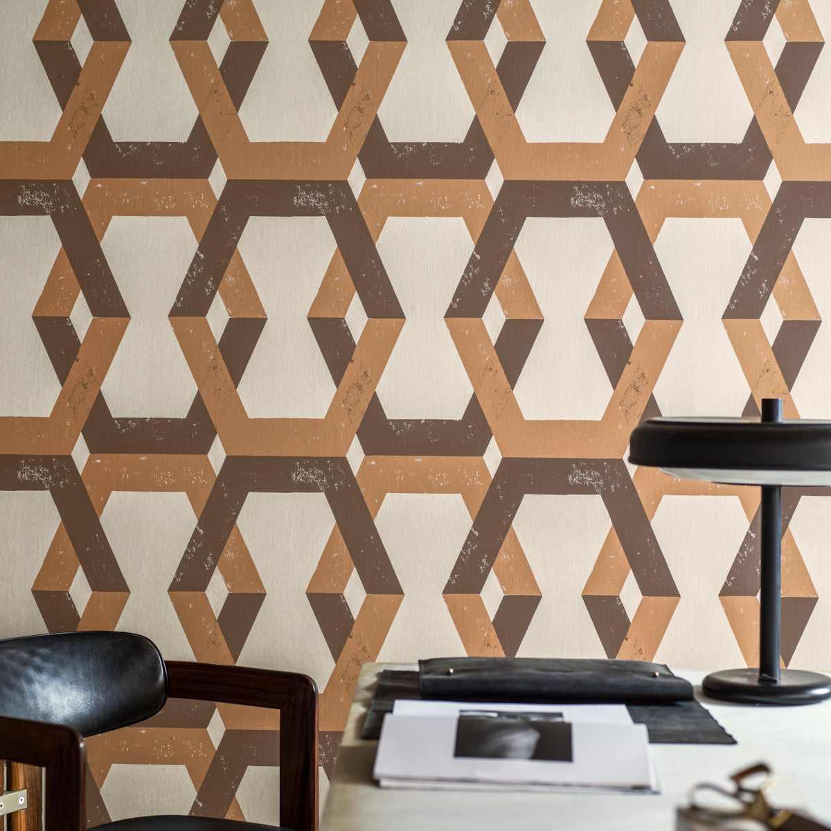 Schumacher Tribe Brown Wallpaper Sample 6474