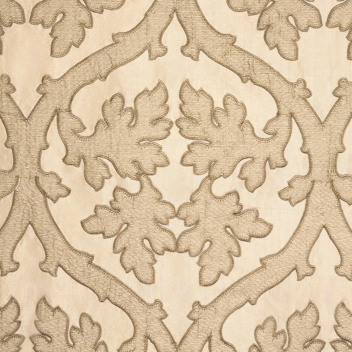 Schumacher Ravenna Embroidery Camel Fabric Sample 64741
