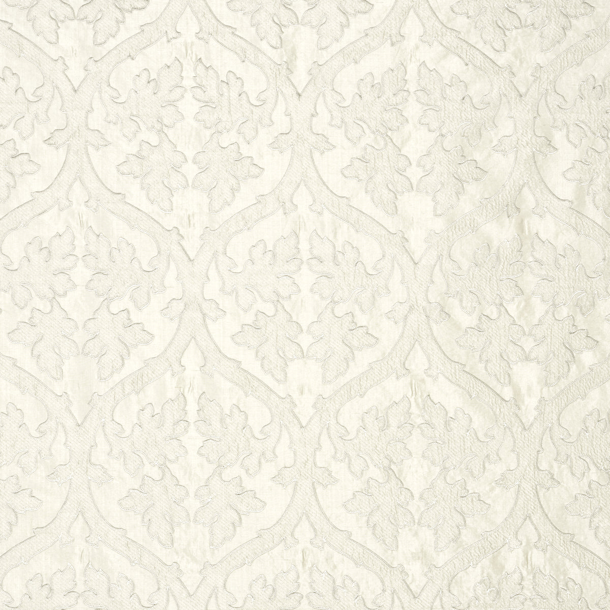 Schumacher Ravenna Embroidery Silver Fabric 64743