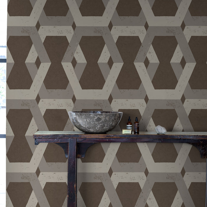 Schumacher Tribe Pewter Wallpaper Sample 6475