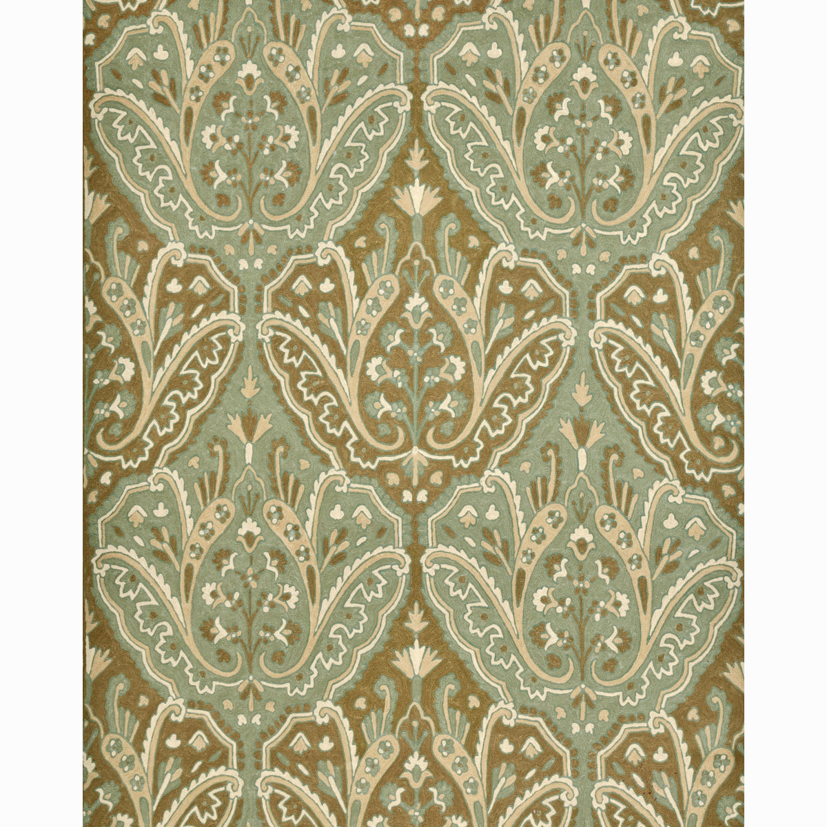 Schumacher Maharajah Crewel Embroidery Verdigris Fabric Sample 64810
