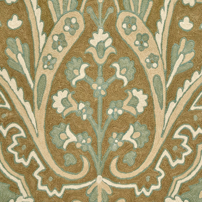 Schumacher Maharajah Crewel Embroidery Verdigris Fabric 64810