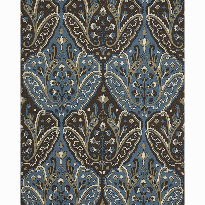 Schumacher Maharajah Crewel Embroidery Indigo Fabric 64812