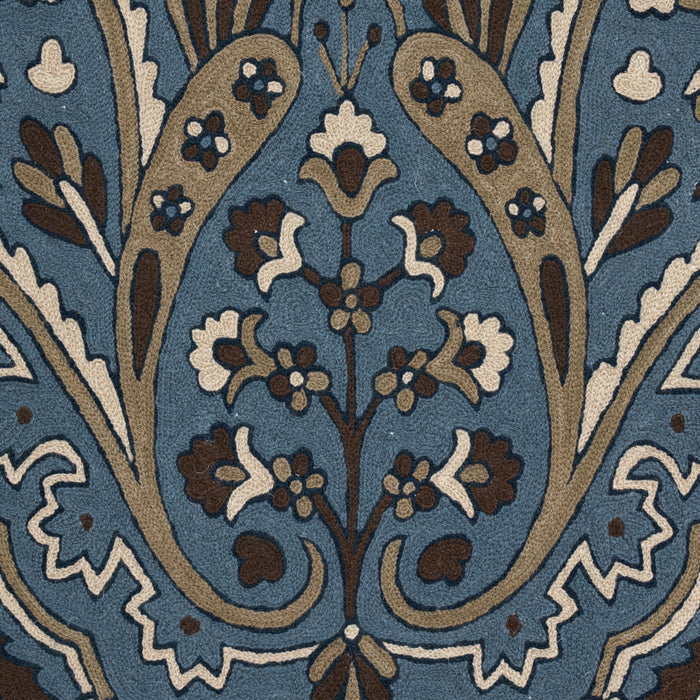 Schumacher Maharajah Crewel Embroidery Indigo Fabric 64812