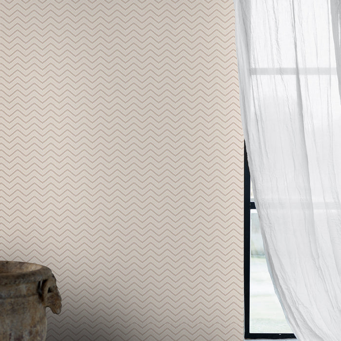 Schumacher Chevron Dots Pearl Wallpaper Sample 6485