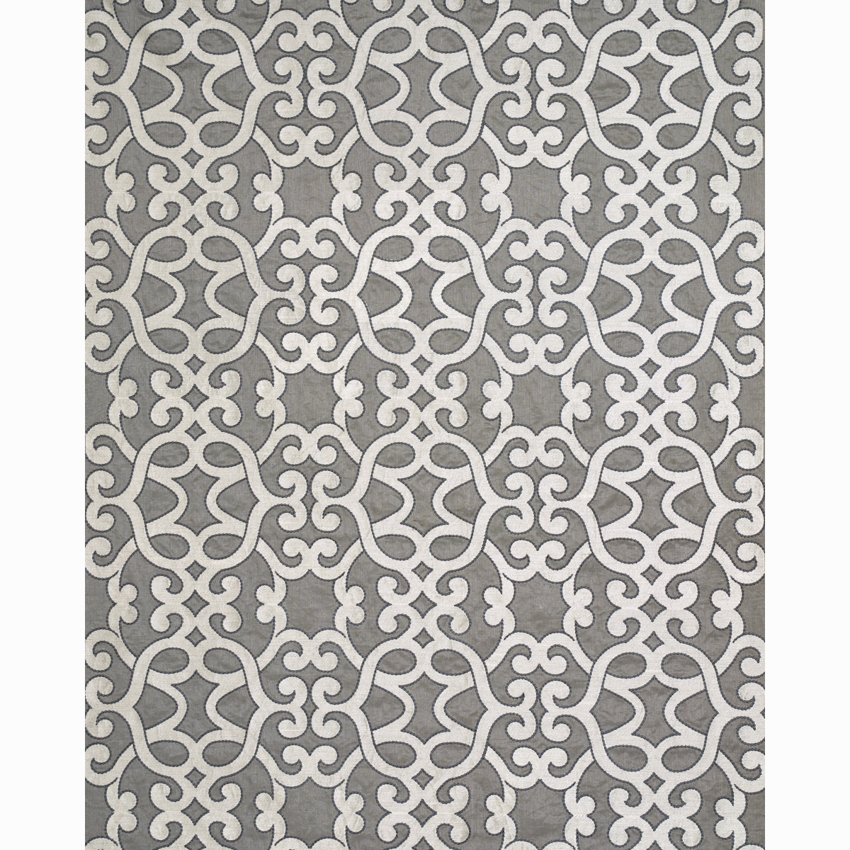 Schumacher Amboise Linen Embroidery Zinc Fabric 65180