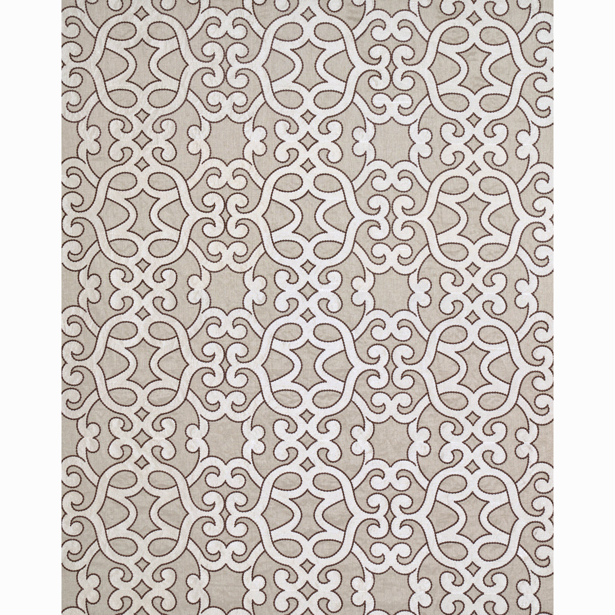Schumacher Amboise Linen Embroidery Greige Fabric 65181