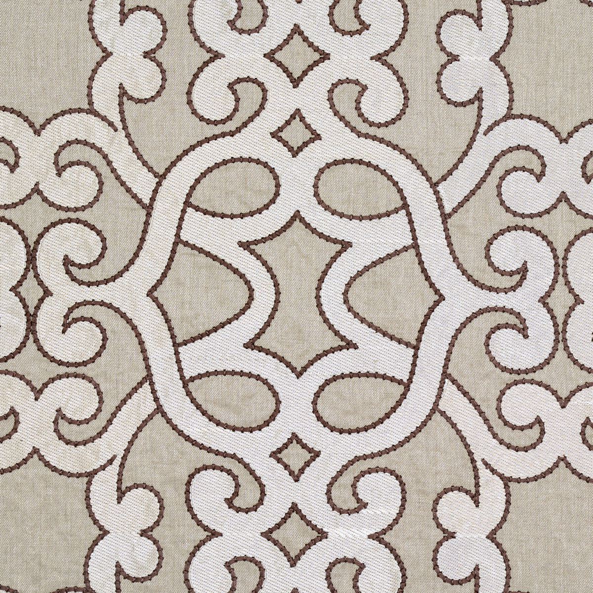 Schumacher Amboise Linen Embroidery Greige Fabric 65181