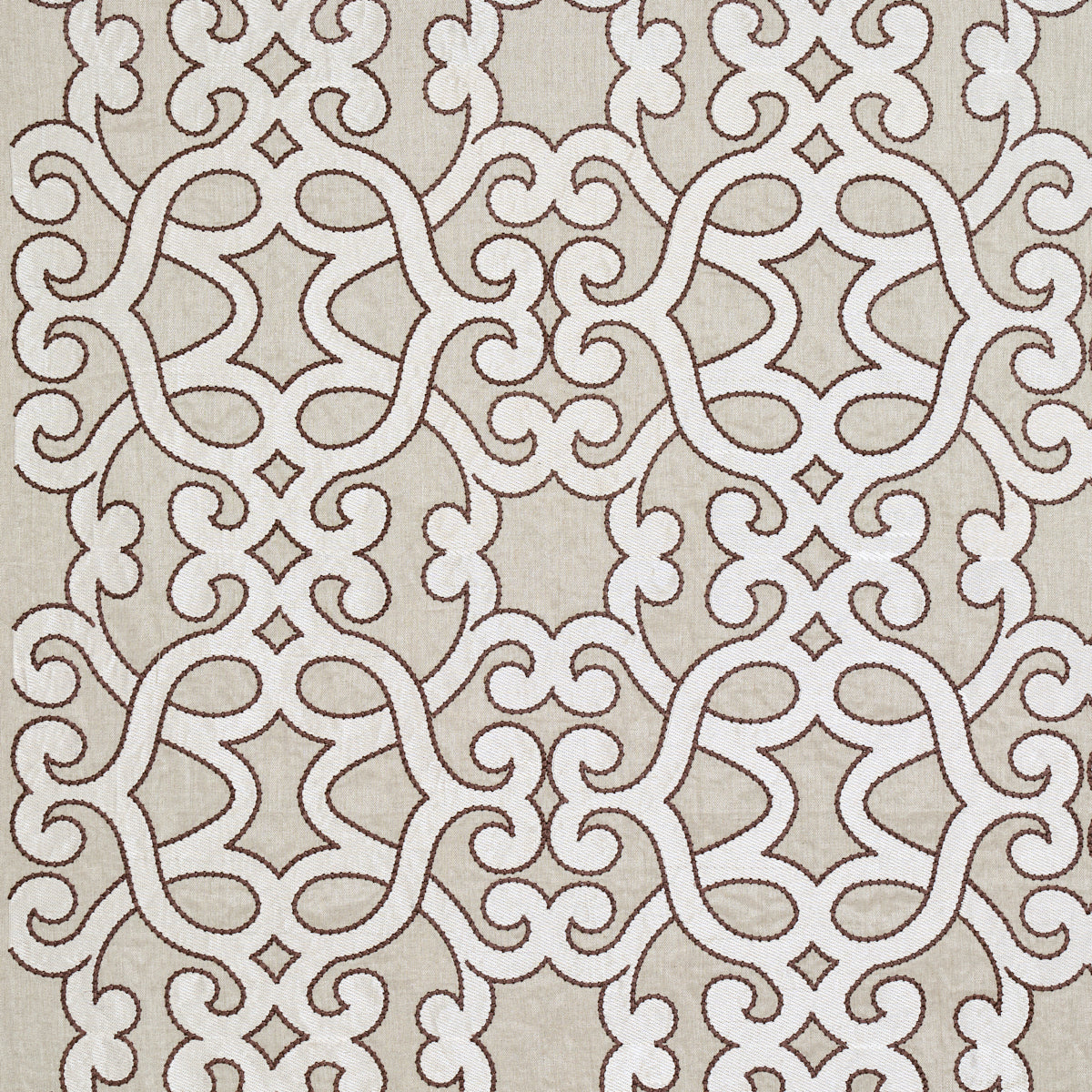 Schumacher Amboise Linen Embroidery Greige Fabric 65181