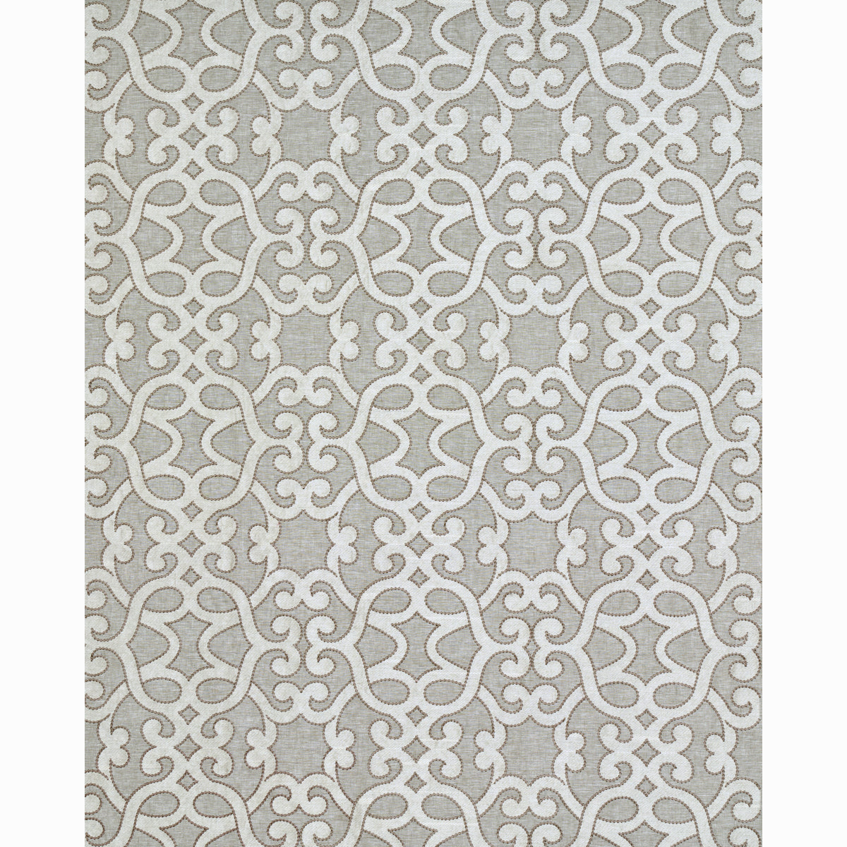 Schumacher Amboise Linen Embroidery Oyster Fabric 65182