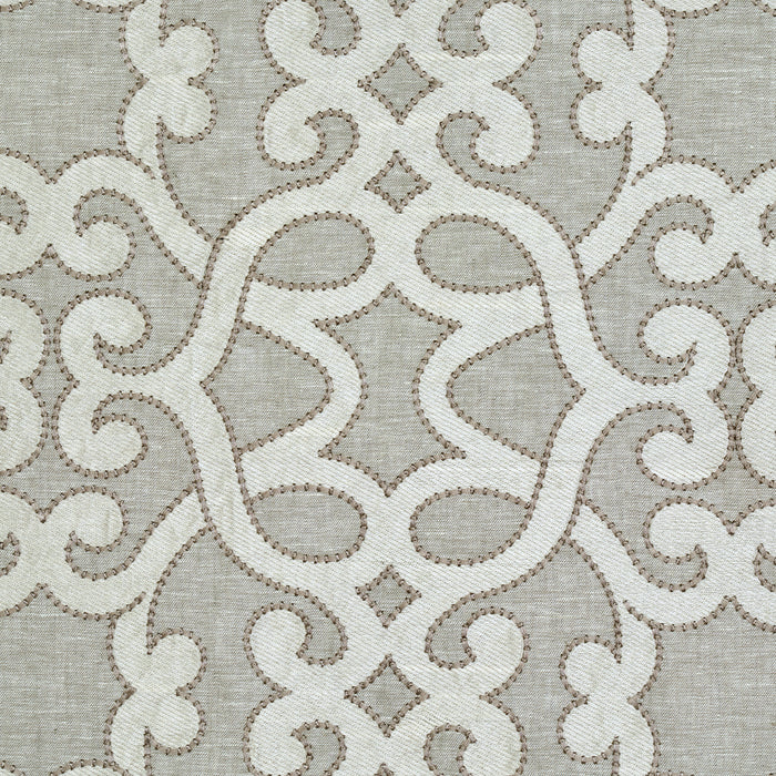 Schumacher Amboise Linen Embroidery Oyster Fabric 65182
