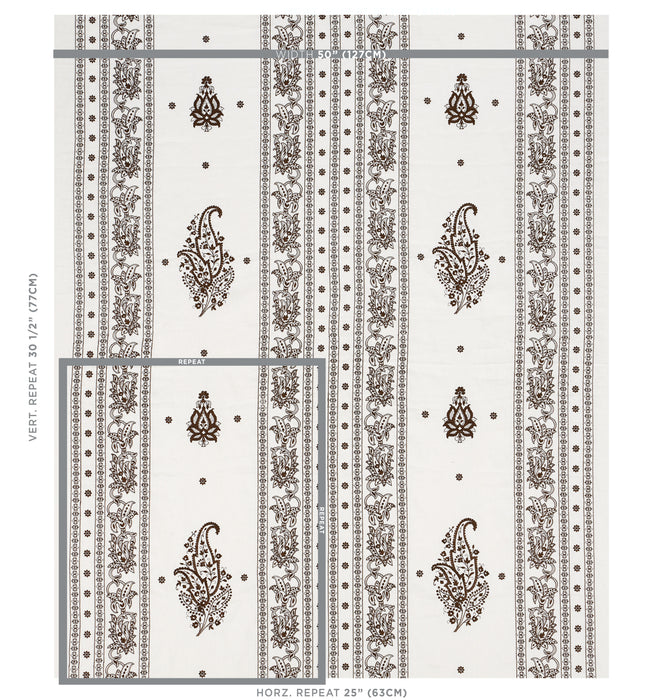 Schumacher Jaipur Linen Embroidery Brown Fabric 65801