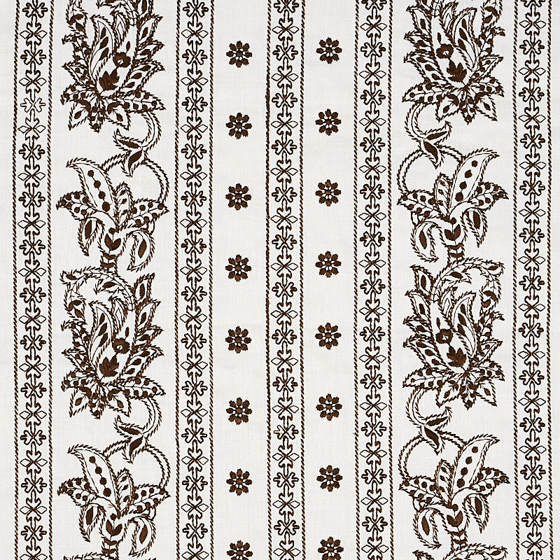 Schumacher Jaipur Linen Embroidery Brown Fabric 65801