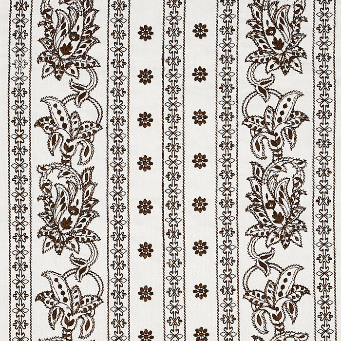 Schumacher Jaipur Linen Embroidery Brown Fabric 65801