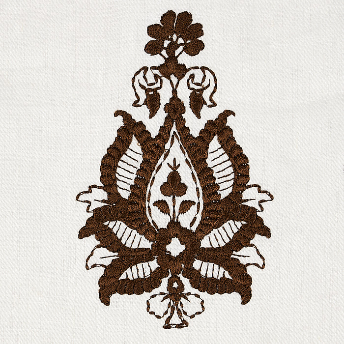 Schumacher Jaipur Linen Embroidery Brown Fabric 65801