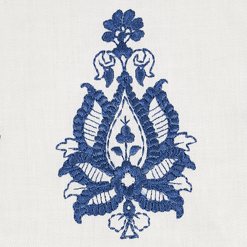 Schumacher Jaipur Linen Embroidery Blue Fabric 65802