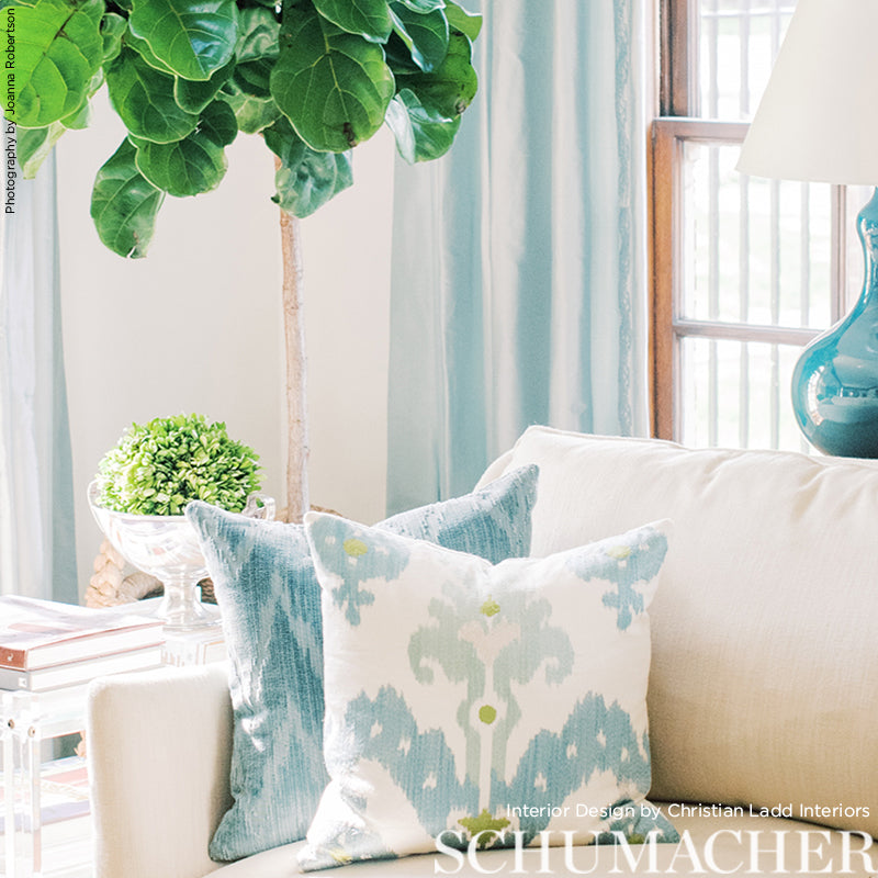 Schumacher Raja Embroidery Sky 65811 Fabric | 40% Off (Samples)