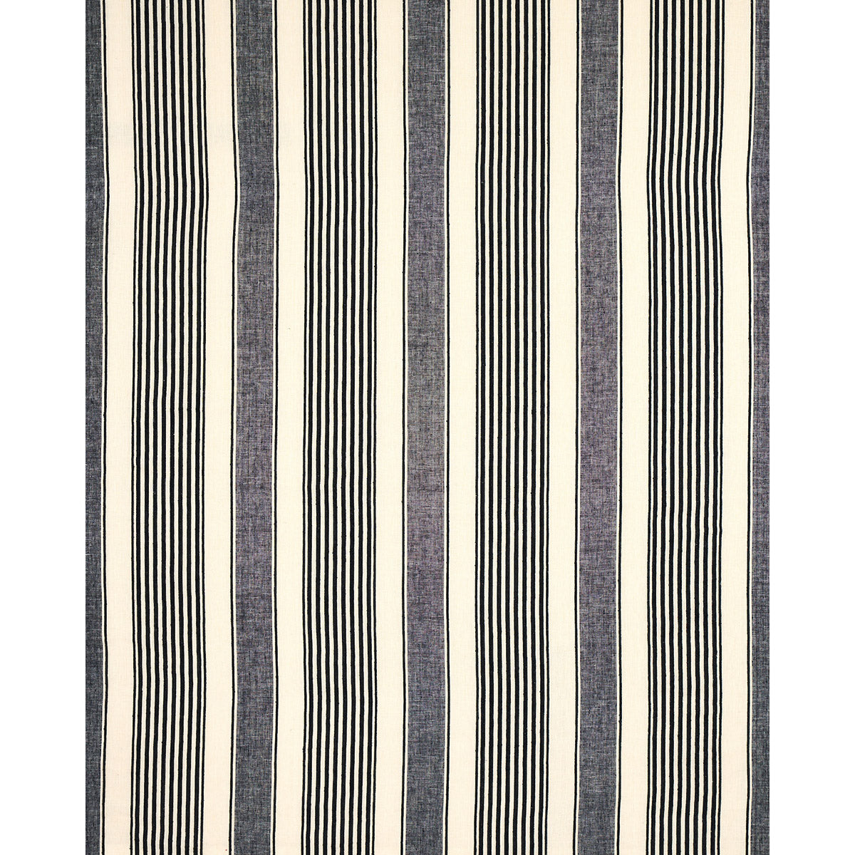 Schumacher Summerville Linen Stripe Black Fabric Sample 66096