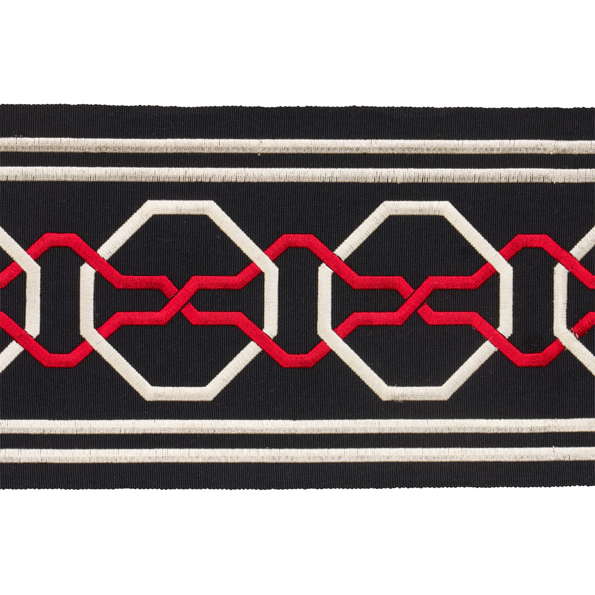 Schumacher Malmaison Tape Noir / Ruby Trim Sample 66154