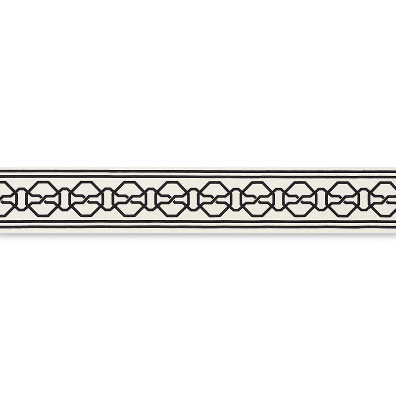 Schumacher Malmaison Tape Black On Ivory Trim Sample 66157