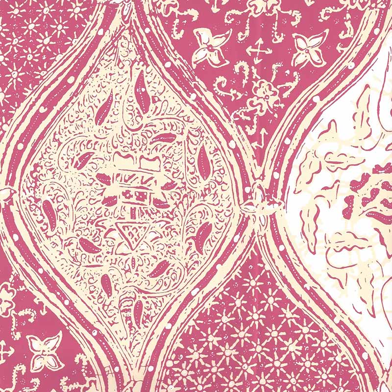 China Seas Balinese Batik Magenta Cream Wallpaper Sample 6630-05WP
