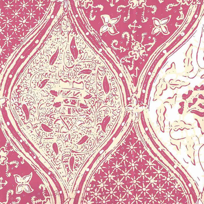 China Seas Balinese Batik Magenta Cream Wallpaper Sample 6630-05WP
