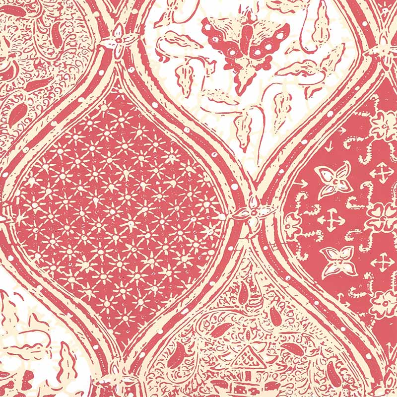 China Seas Balinese Batik Shrimp Cream Wallpaper Sample 6630-07WP