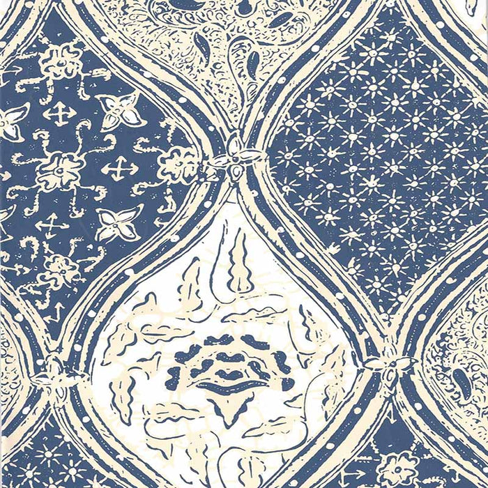 China Seas Balinese Batik Navy Cream Wallpaper Sample 6630-08WP