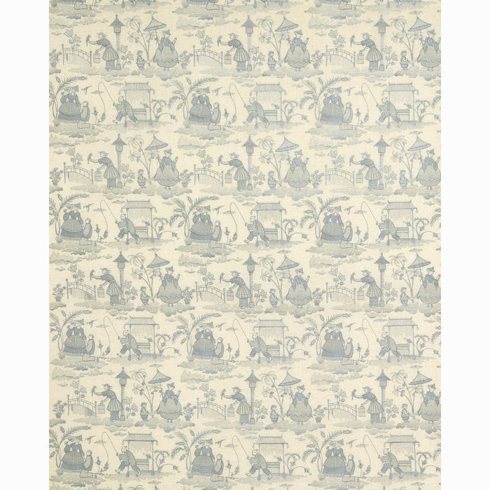 Schumacher Bassano Embroidered Toile Delft Fabric 66600