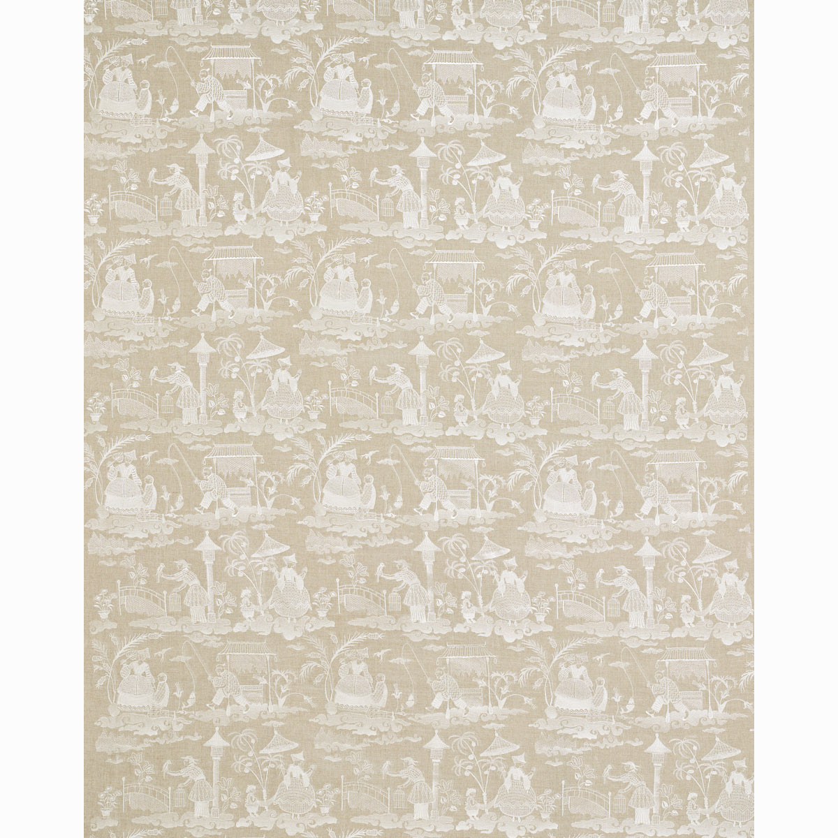 Schumacher Bassano Embroidered Toile Linen Fabric Sample 66601
