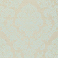Schumacher Firenze Linen Damask Aqua Fabric 66631