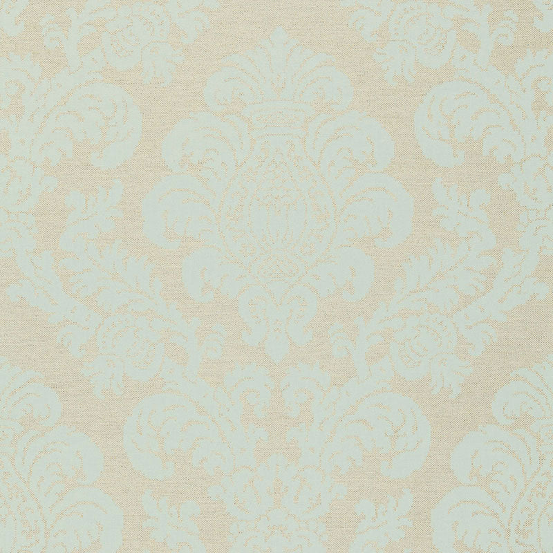 Schumacher Firenze Linen Damask Aqua Fabric Sample 66631