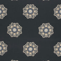 Schumacher Chennai Linen Embroidery Midnight Fabric 66820