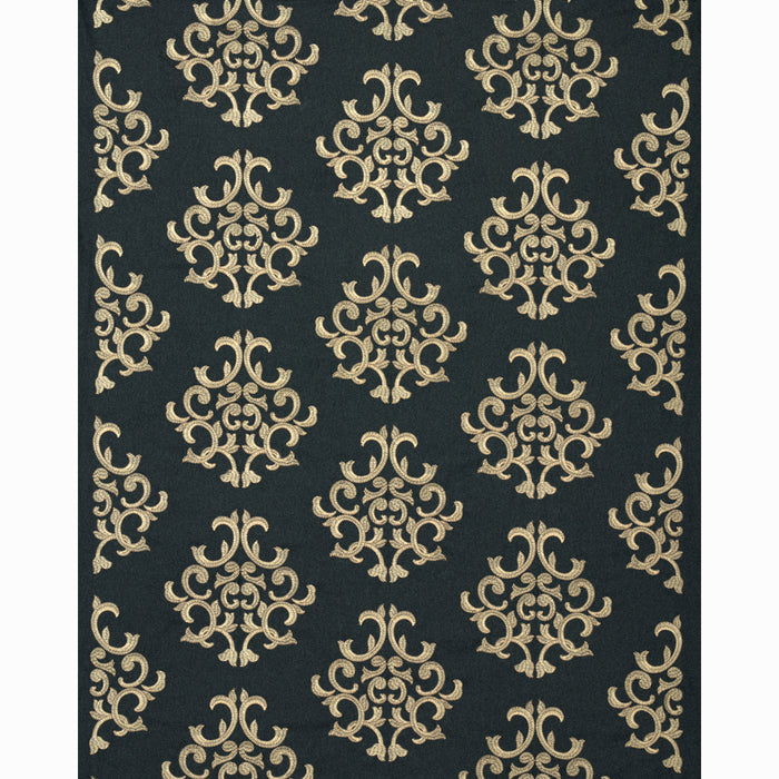 Schumacher Byron Embroidered Wool Charcoal Fabric 66830
