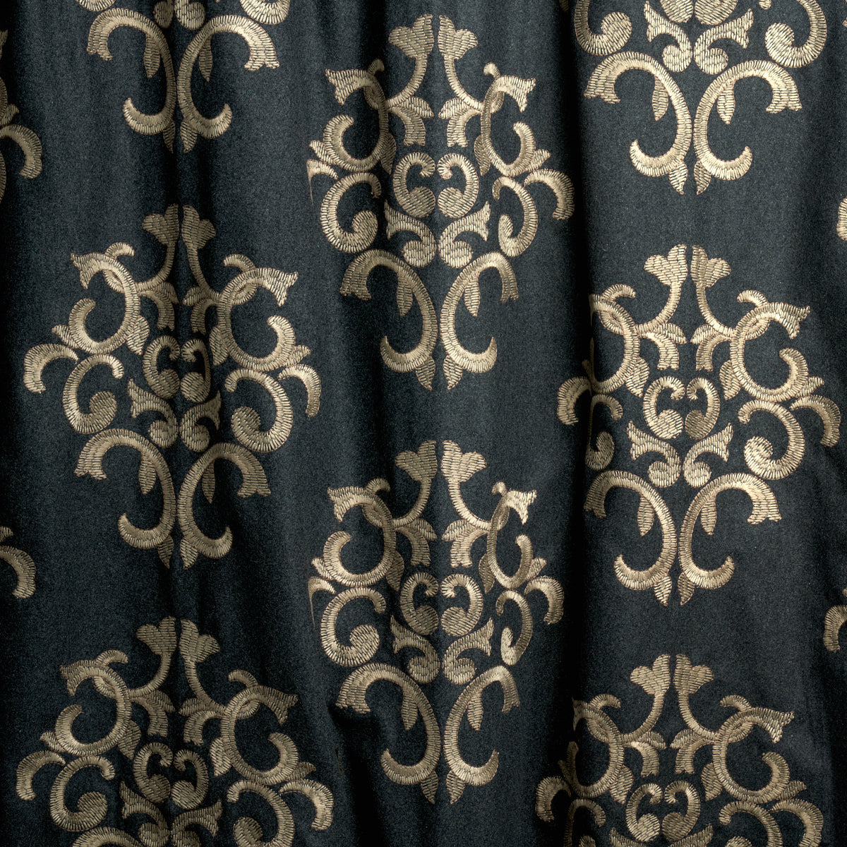Schumacher Byron Embroidered Wool Charcoal Fabric 66830