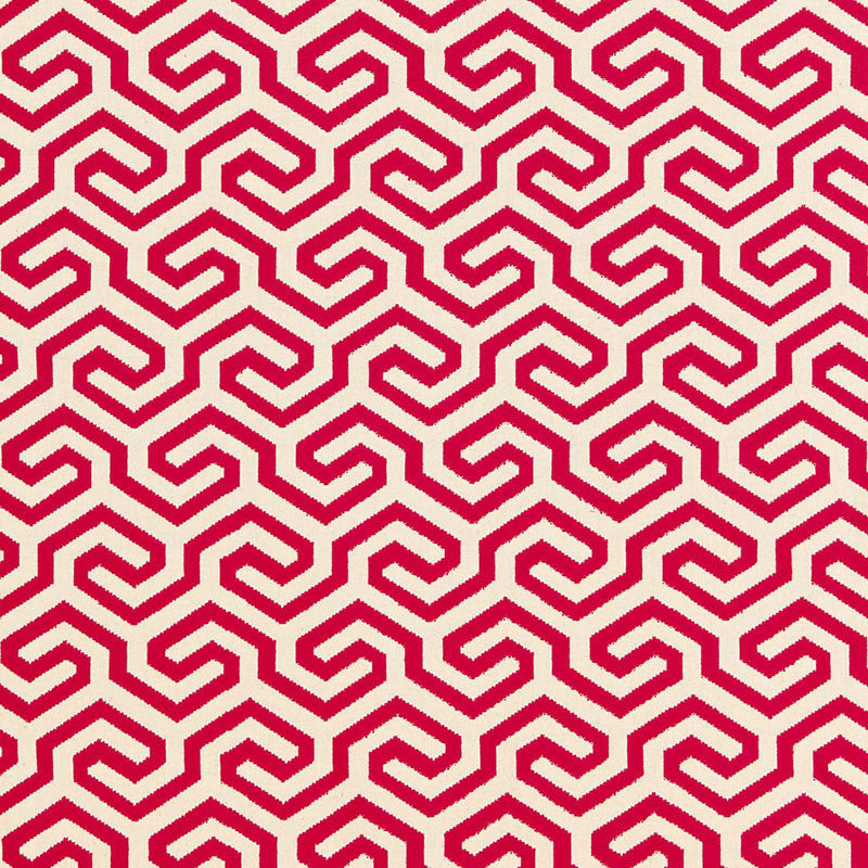 Schumacher Ming Fret Cerise Fabric Sample 66880