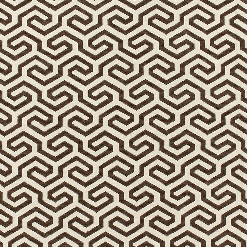 Schumacher Ming Fret Chocolate Fabric Sample 66885