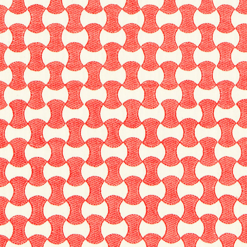 Schumacher Nolita Embroidery Coral Fabric Sample 67112