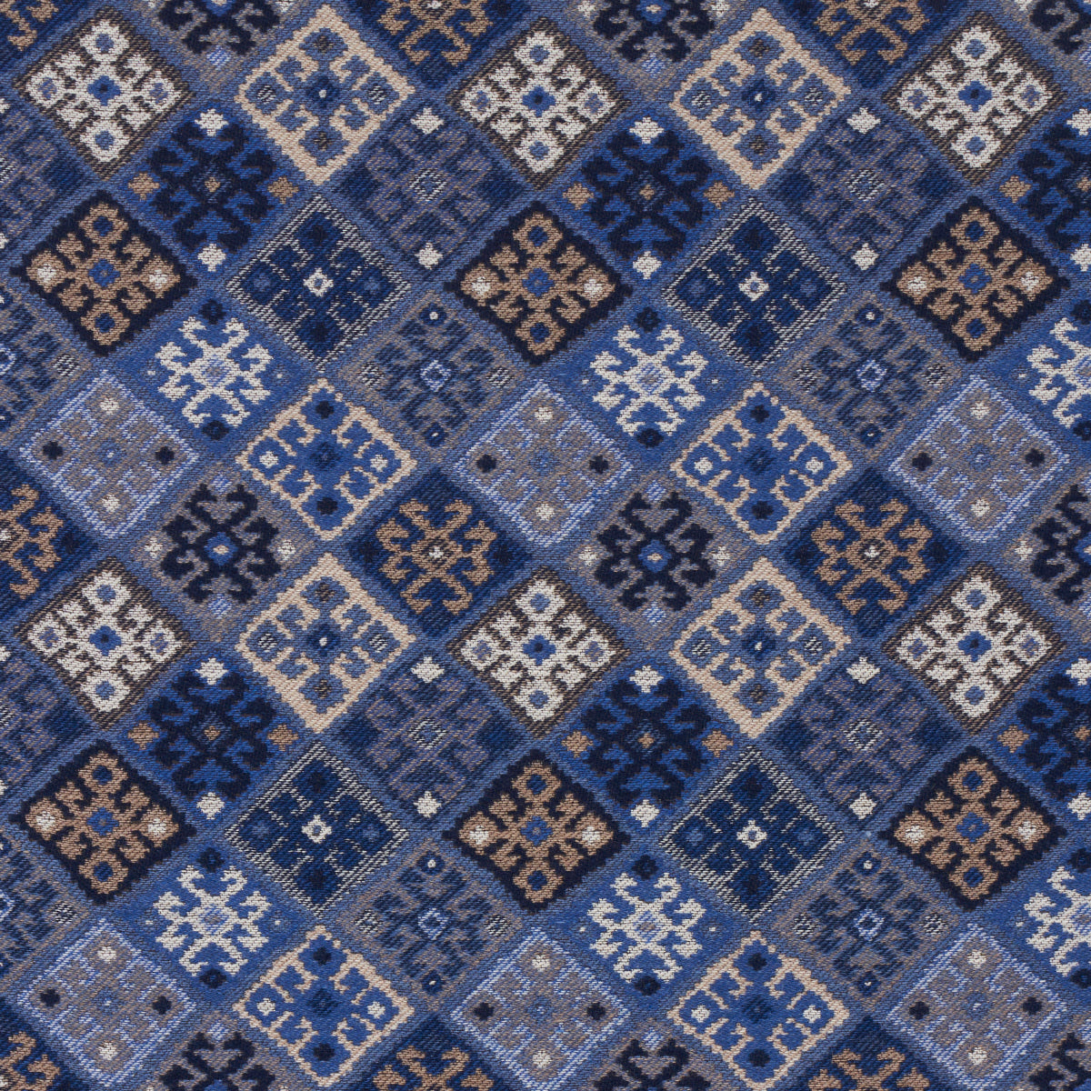 Schumacher Kilim Weave Blue Fabric Sample 67143