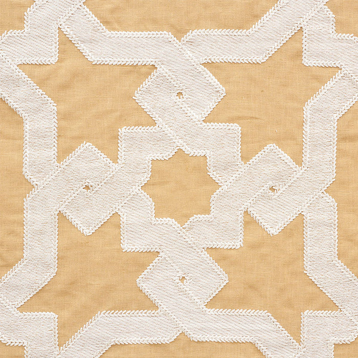 Schumacher Cordoba Embroidery Ochre Fabric Sample 67575
