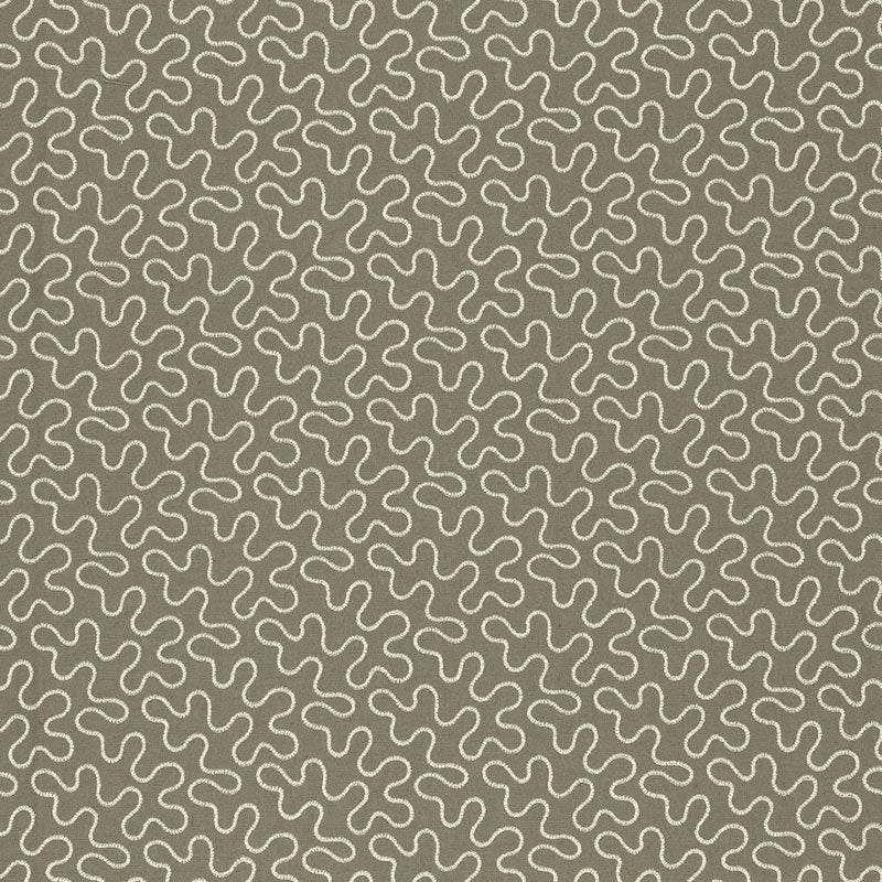 Schumacher Meander Embroidery Peat Fabric Sample 67602