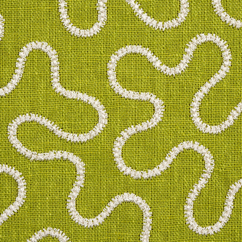 Schumacher Meander Embroidery Leaf Fabric 67604