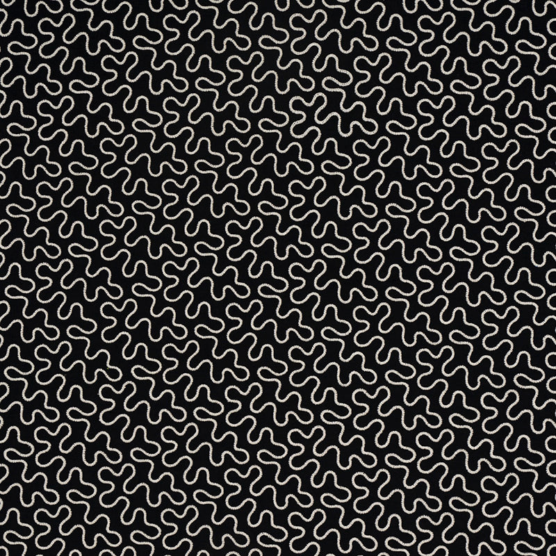 Schumacher Meander Embroidery Black Fabric 67605