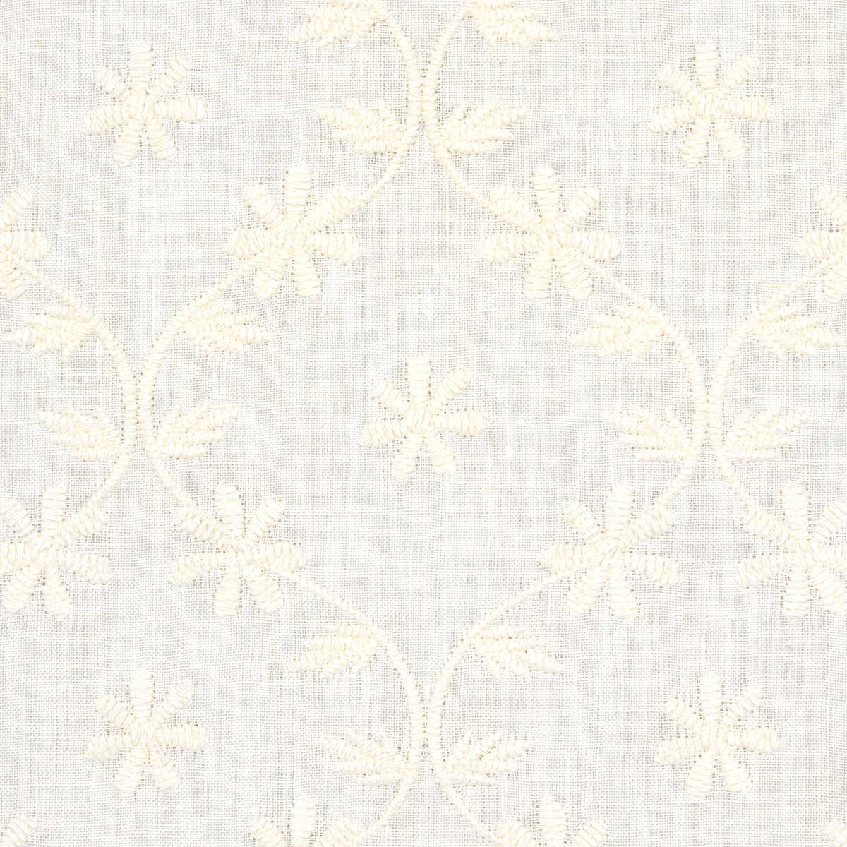 Schumacher Cellini Embroidered Sheer Ivory Fabric Sample 67620