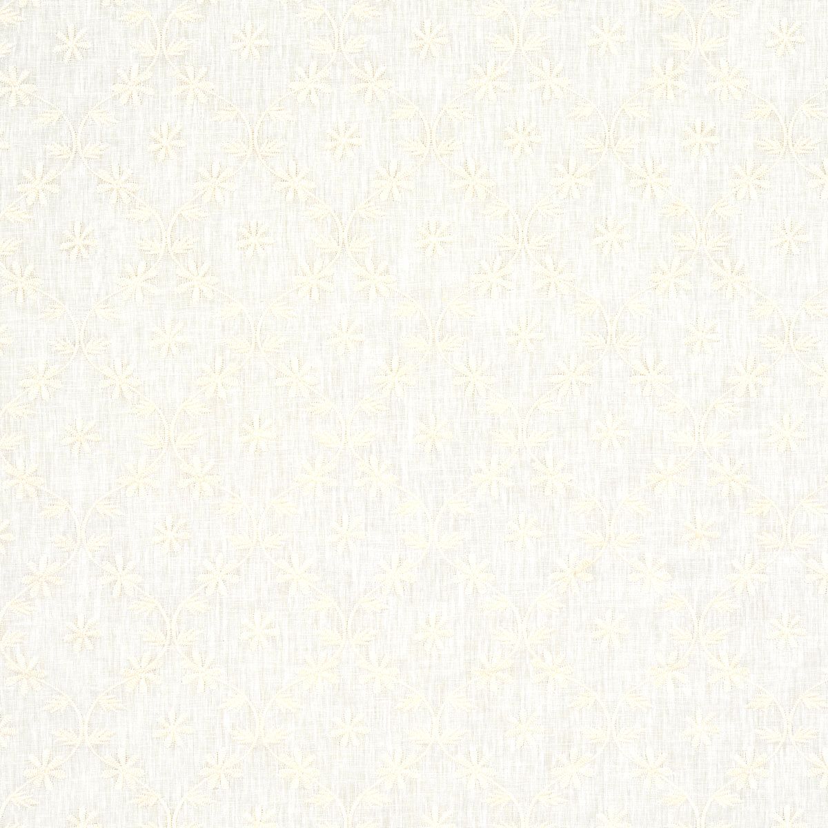 Schumacher Cellini Embroidered Sheer Ivory Fabric 67620
