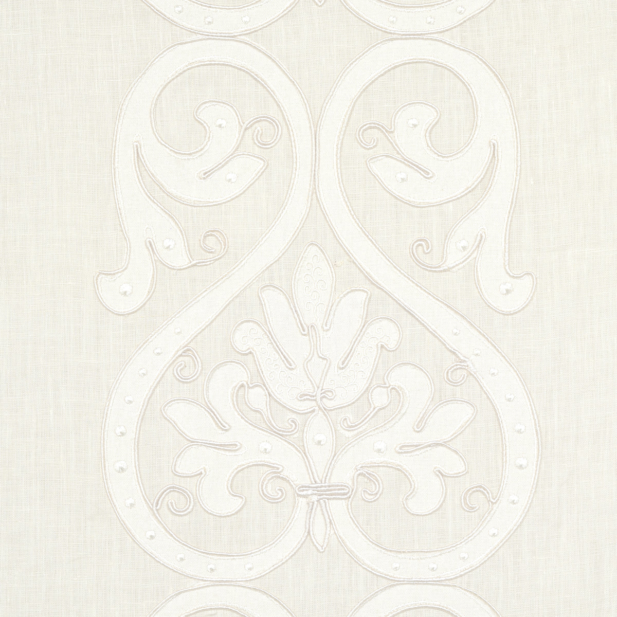 Schumacher Medici Embroidered Sheer Blanc Fabric 67640