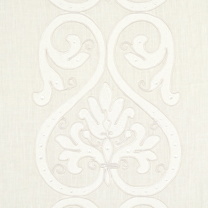 Schumacher Medici Embroidered Sheer Blanc Fabric 67640