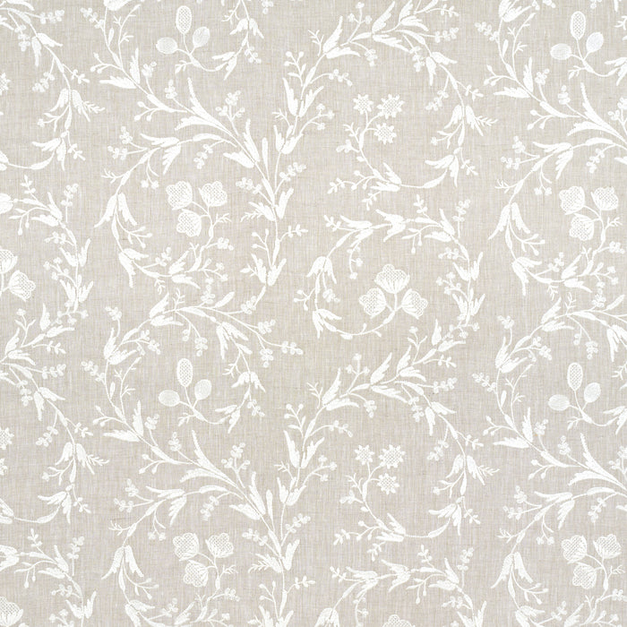 Schumacher Fiorentina Embroidered Sheer Oat Fabric Sample 67821